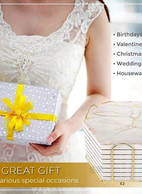 8 PC Coasters for Drinks Absorbent with Holder Marble Design