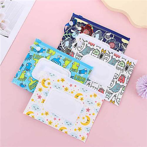 18*14cm Plastic Wet Wipes Bag Flip Cover Snap Strap Tissue