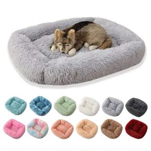 Square Dog Beds Long Plush Solid Color Pet Beds Cat Mat For