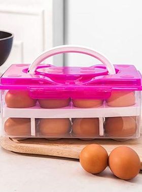 Double Layers 24 Grids Eggs Holder Box Airtight Container