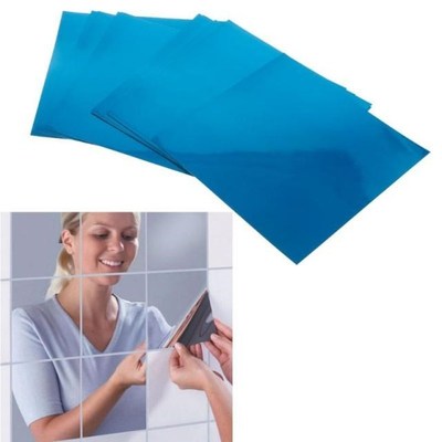 16Pcs Removable Square Flexible Mirror Wall Stickers Home De