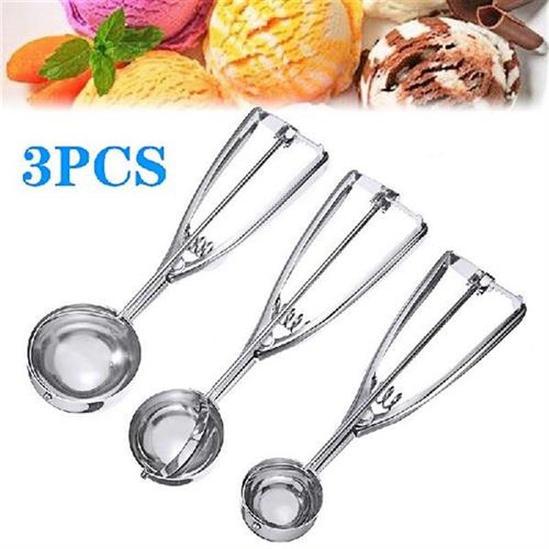 3Pcs 4/5/6cm Stainless Steel Ball Scoop Ice Cream Mashed Pot