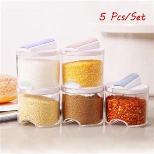 5pcs/Set Salt and Pepper Shaker Transparent PP Seasoning
