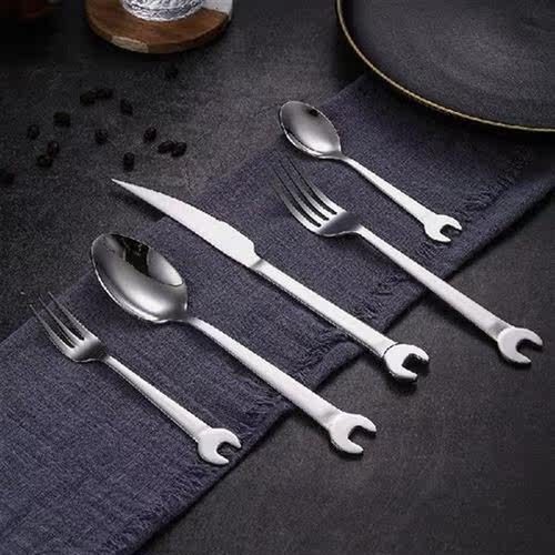 6pc/set  Creative Wrench Shape Tea Fork 304 Stainless Steel