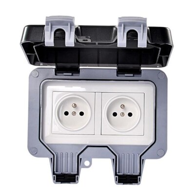 External Outdoor IP66 2 Slot Wall Socket Dustproof Surface-M