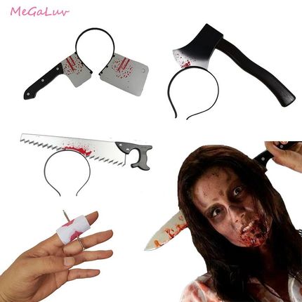 Halloween Trick Prop Plastic Axe Needle Saws Scissors Cross