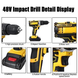 48V Cordless Drill Electric Impact Drill Electric Screwdrive