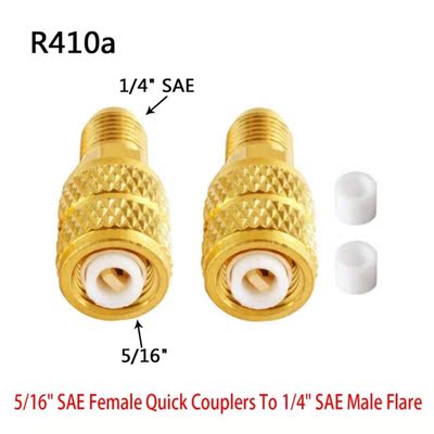 2 Pcs Gold Brass Car AC Cool 5/16 SAE Female Quick Couplers