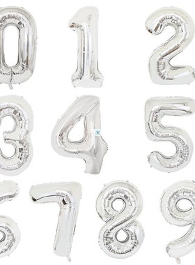 40inch Foil Silver Number Balloons  0 1 2 3 4 5 6 7 8 9 18