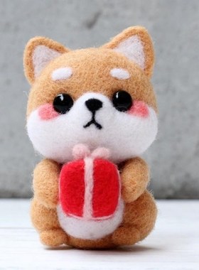 3 Colors Flower Dog Wool Felt Craft DIY Unfinished Poked Set