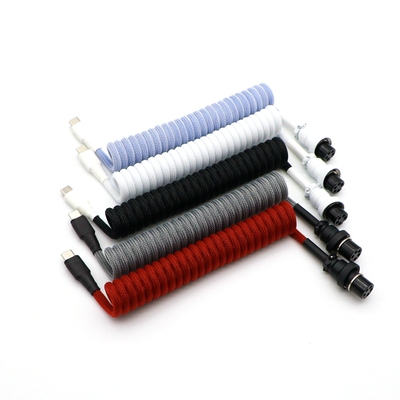 Paracord and PET Double sleeved USB to Type-C Coiled cable f