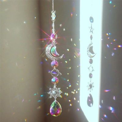 Crystal Wind Chimes Star Hexagon Diamond Prisms Hanging