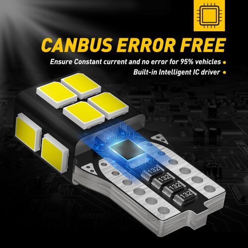 10Pcs T10 W5W Car LED Bulb Canbus No Error Auto Lamp for Toy