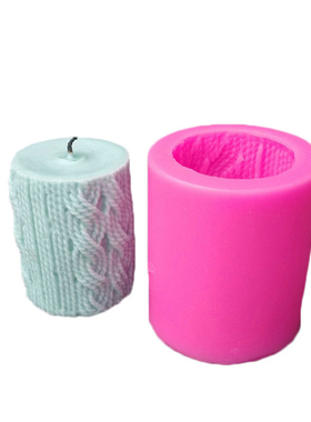 3D Knitting Wool Cylinder Silicone Candle Silicone Mould
