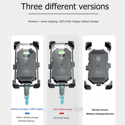 4.7-7 inch Phone Holder Motorcycle QC3.0 Wireless Charger Ha