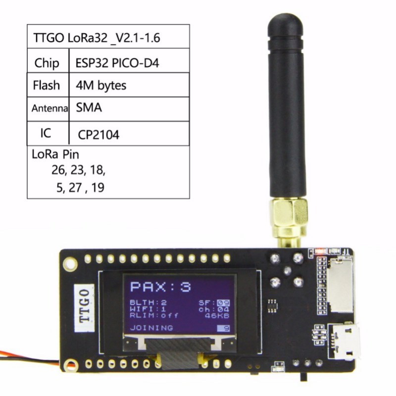 TTGO ESP32-Paxcounter LoRa32 V2.1 433MHZ LoRa ESP-32 OLED 0