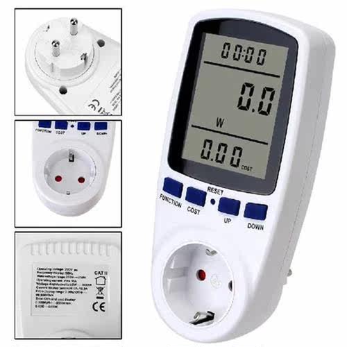 220V Power Meter Wattmeter Socket AC EU Digital LCD