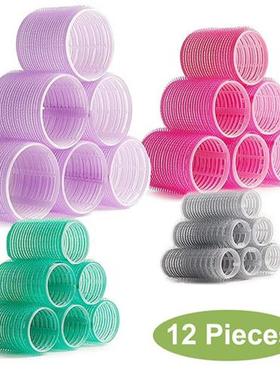 Jumbo Hair Rollers Set 12Pcs Self Grip Magic Hair Curlers Di