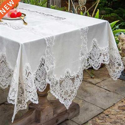 Table Cloth White Gold Velvet American Rectangle Tablecloth