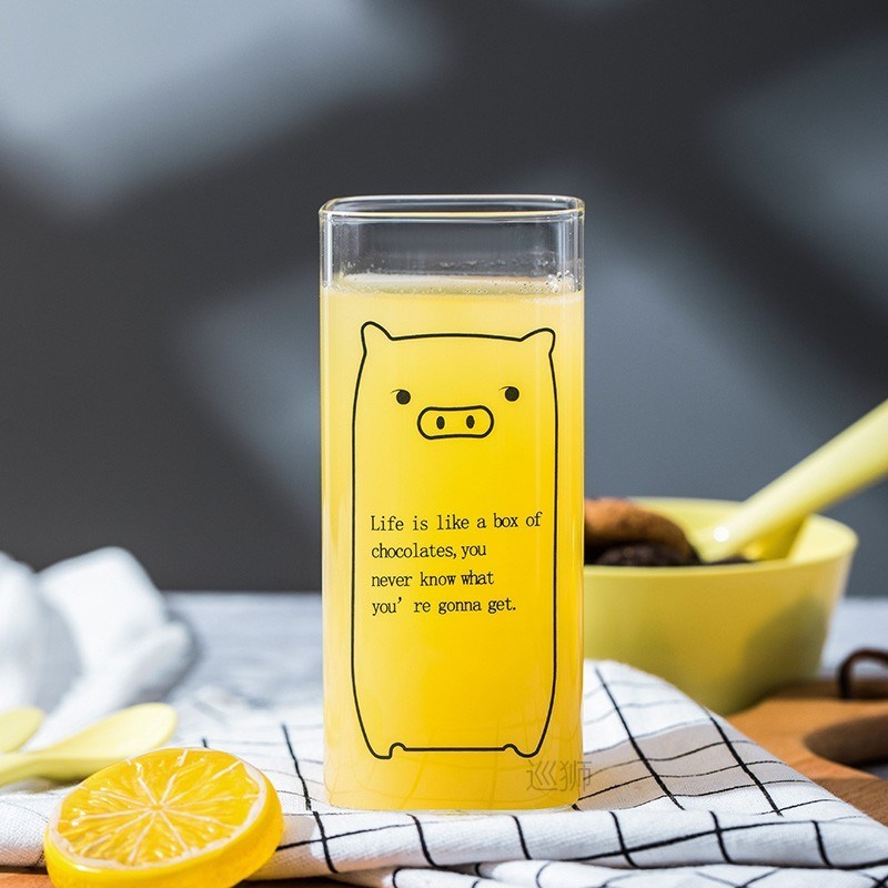 Creative Printed milk Glass mugs Milk Tea Breakfast mug coff图片