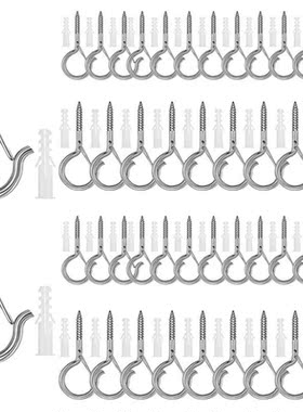 48Pcs Screw Hooks Ceiling Hooks Wall Hanging Hook Cabinet Sc