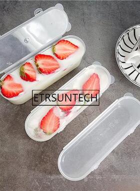 200pcs 251ML Ice Cream Box Long Transparent Plastic Box for