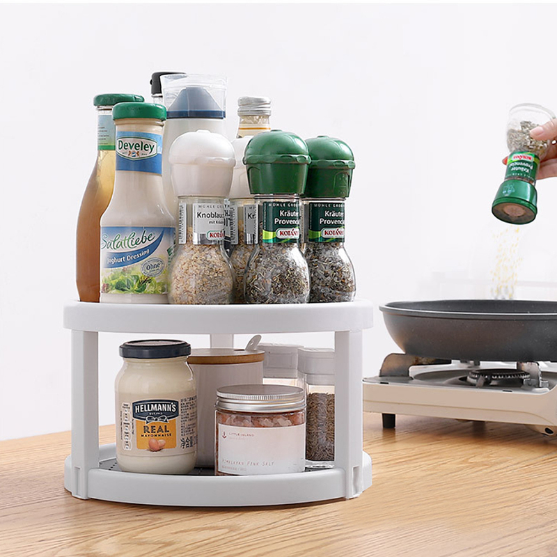 Rotating Organizer 2 Tier Condiment Storage Rack Spice Rack