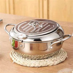 Deep Pot Frying Pot with a Thermometer and a Control Filter