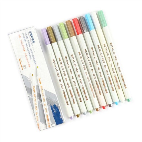 10/12/15/20/30 Colors Metallic Micron Pen Detailed Metal Pai