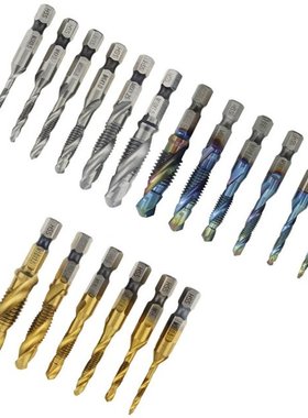 6PCS Titanium Plated Hex Shank HSS Screw Thread Metric Tap D