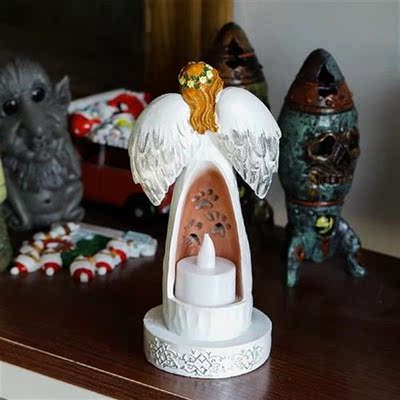 Angel Dog Statue Candle Holder Ornament LED Nordic Style Res