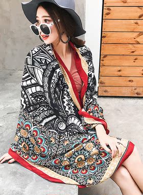Women's Cotton hemp scarf silk scarf sunscreen beach