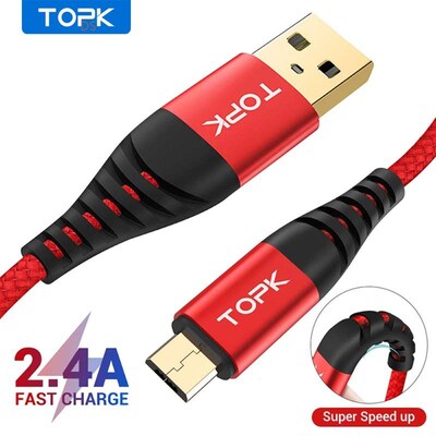 TOPK AN42 Micro USB Cable 2.4A Nylon Fast Charge USB Data Ca