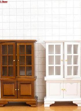 Wood 1/12 Scale Dollhouse Furniture Glass Cabinet Model