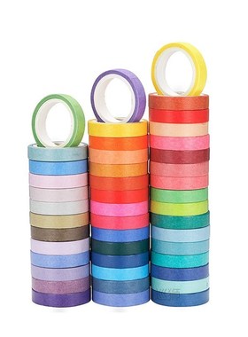 60 Pcs/BOX Basic Solid Color Washi Tape Rainbow Masking Tape