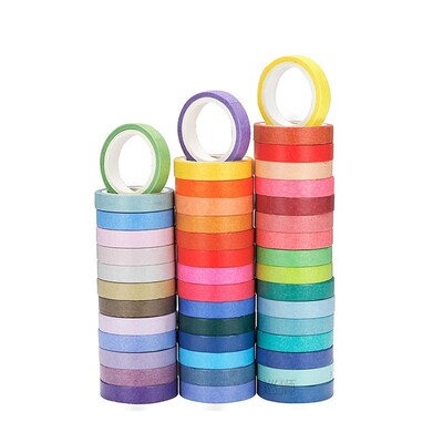 60 Pcs/BOX Basic Solid Color Washi Tape Rainbow Masking Tape
