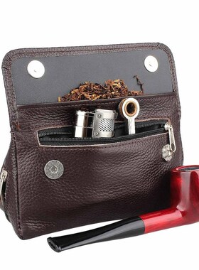 Genuine Leather Smoking Tobacco Pipe Pouch Case Bag  2 Pipes