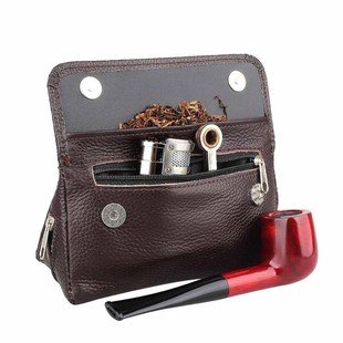 Genuine Leather Smoking Tobacco Pipe Pouch Case Bag  2 Pipes