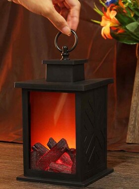 LED Portable Fireplace Lantern Candle Flameless Holder Charc