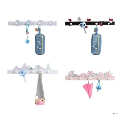 Towel Hooks Key Holder Multi-Function Wooden Rack Lovely Car