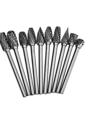 10pcs tungsten carbide drill chuck bits for metal burr tungs