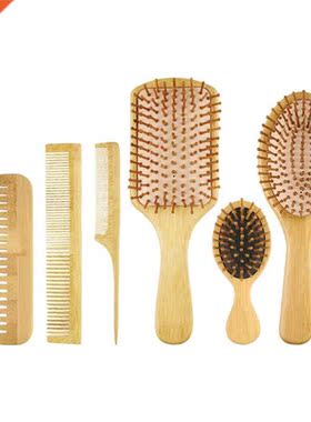 Bamboo Hair Combs Massage Scalp Detangling Hairbrush for Wom