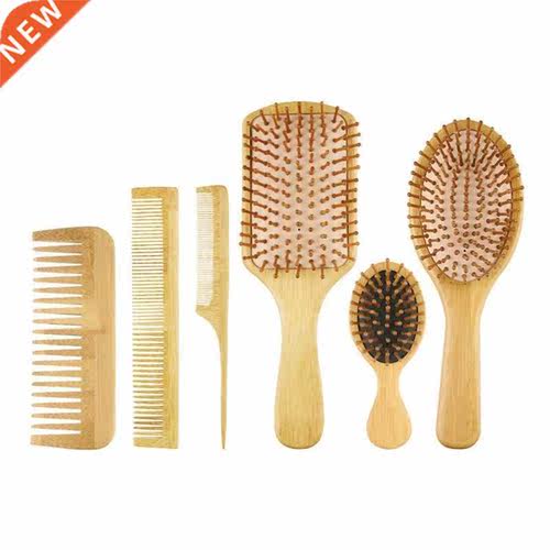 Bamboo Hair Combs Massage Scalp Detangling Hairbrush for Wom