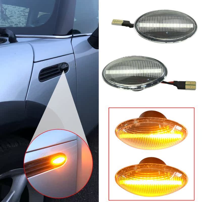 2x Dynamic LED Side Marker Light Flowing Side Repeater Lamp