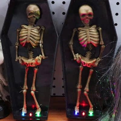 Halloween Electric Coffin Ornament Glowing Music Dance