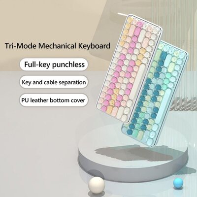 K840T Bluetooth Mechanical Gaming Keyboard 84 Keys Round Key