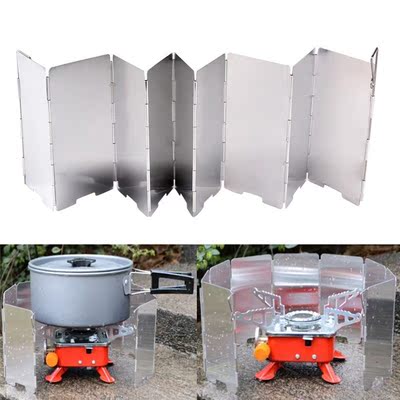 9Plates Foldable Gas Stove Windshield Outdoor Camping Cookin