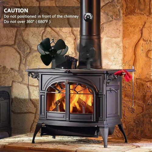 4 Blades Fireplace Stove Fan Thermal Power Fan Wood Log Burn