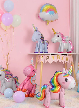 Unicorn Birthday Balloons Party Decor Rainbow Foil Number Ba