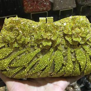 XIYUAN Women Silver/Pink/Gold/Green Color Crystal Clutch Bag